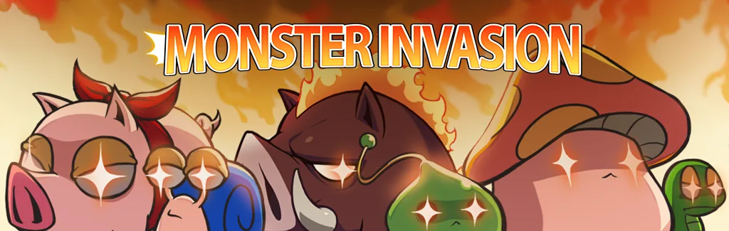 Monster Invasion event artwork showing invading MapleStory monsters